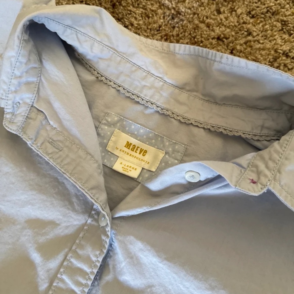 Anthropologie Maeve Oversized Buttondown Shirt in Violette Blue size XL - Picture 10 of 12